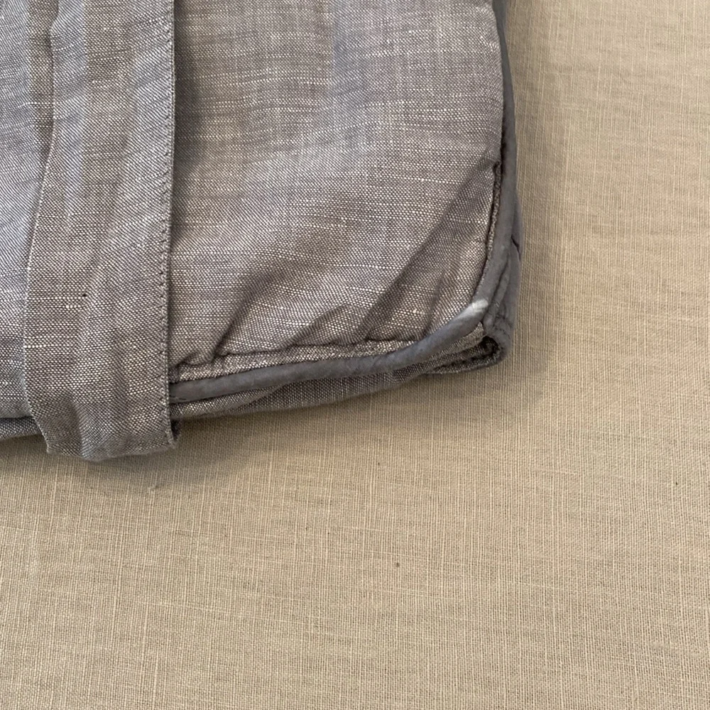 Set of Two Standard Pottery Barn Quilted Linen, Silk and Cotton Blend Shams